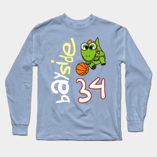 Bayside Dinosaurs Wavy Retro Basketball Jersey #34 Long Sleeve T-Shirt